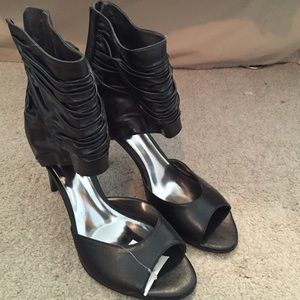Black ankle wrap heels