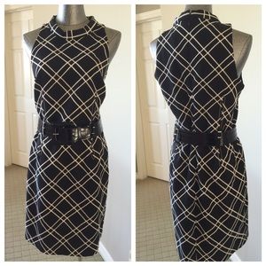 I.C.E Black & White Halter Belted Dress