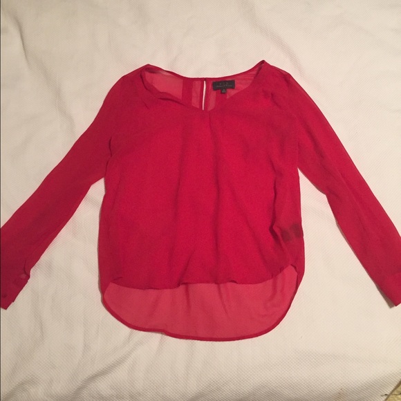 Patterson J Kincaid vneck  LS Sheer Top