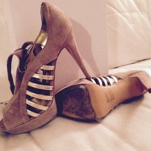 Taupe with details in gold.