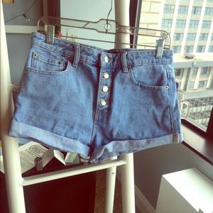 High waisted denim shorts