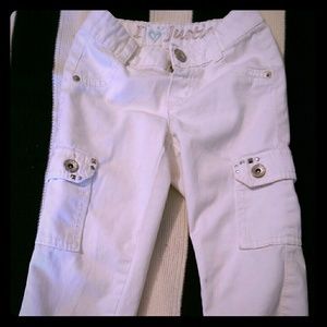 Justice Girls White Cargo Capri sz 8 slim