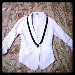 White and black blazer