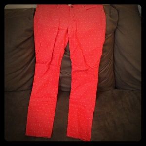 Orange polka dot jeans.