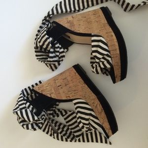 Shoemint Shoes - Black & White Striped Wedges Shoemint Shoes - Black & White Striped Wedges