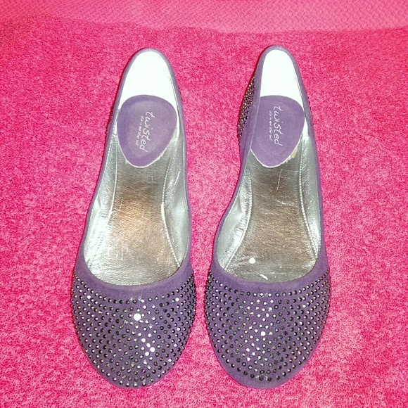 Dark purple flats with rhinestones