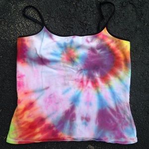 Rainbow tie dye built in bra tanktop