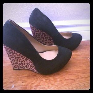 Sexy Black & Leopard Wedges