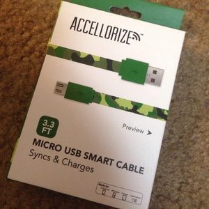 Green camo - micro USB cable syncs and charges!