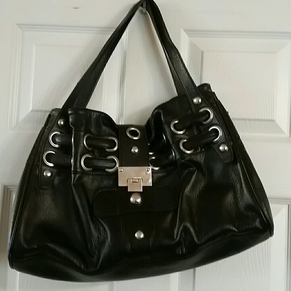 Black Leather Buckle Purse