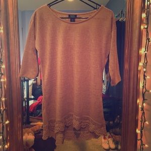 Cognac brown lace tunic