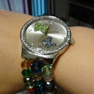 Beaded butterfly watch
