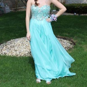 Mint green/ teal prom dress