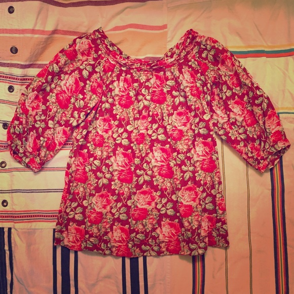 rose print peasant top