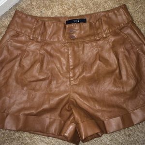 Cuffed leather shorts