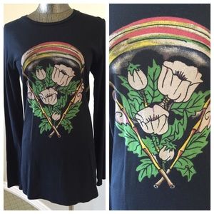 ED HARDY Black Flower Print Long Sleeve T-Shirt