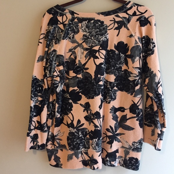 SOLD Zara Floral Sweatshirt Medium Tunic Pink Top - Picture 3 of 4