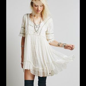 free people mini white dress with cute little dots
