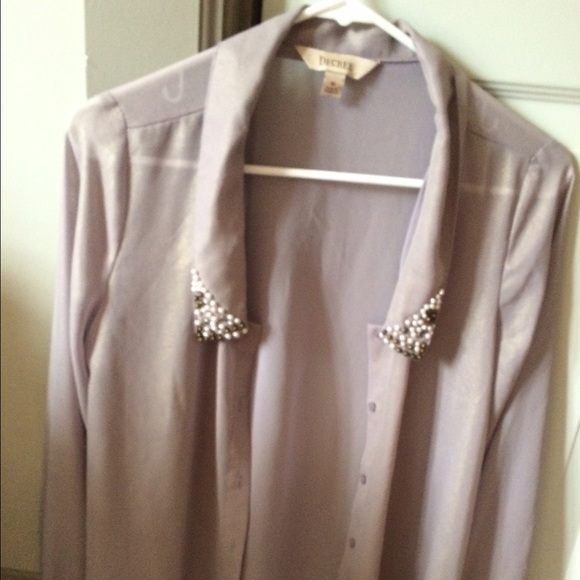 Sheer button up long sleeve collared shirt - Picture 1 of 3