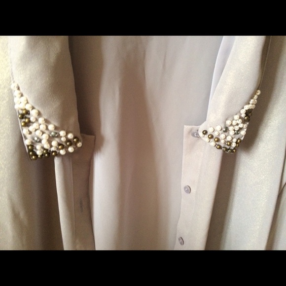 Sheer button up long sleeve collared shirt - Picture 2 of 3