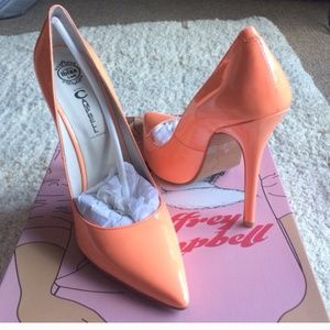 Jeffrey Campbell Peach Patent Darling Pumps