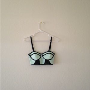 Blue and black bralette