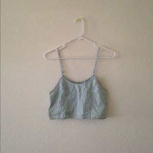 Blue and white striped crop