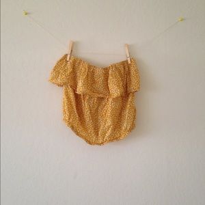 Strapless floral yellow crop