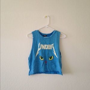 SOLD Blue muscle crop graphic tee