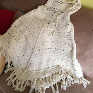 NWOT, Knit Poncho with Hood