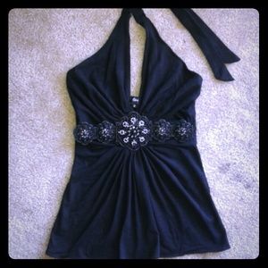 [SKY] black with detailed bust top - NWOT