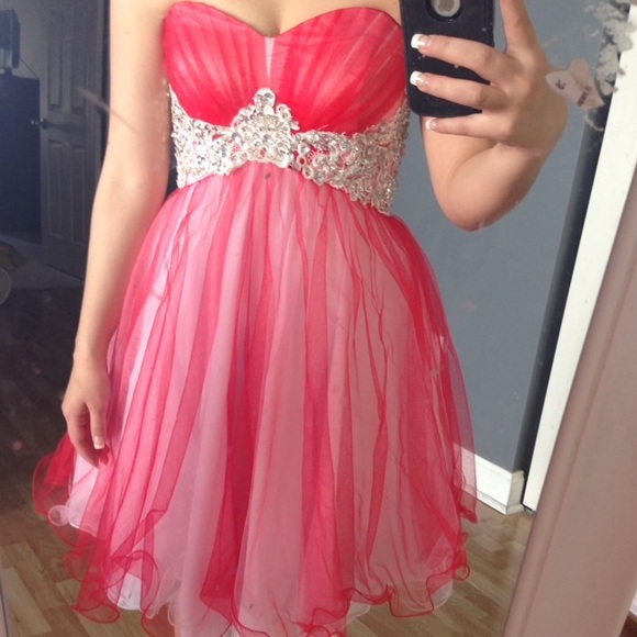 Red and White Formal Dress