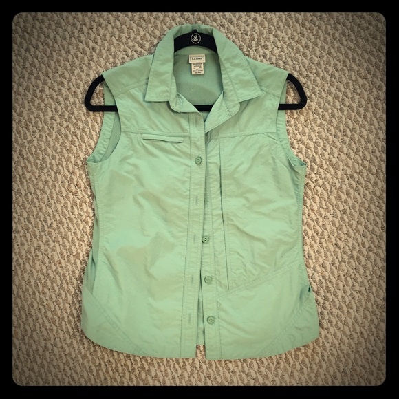LL bean sleeveless button down shirt