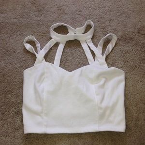 White choker crop top