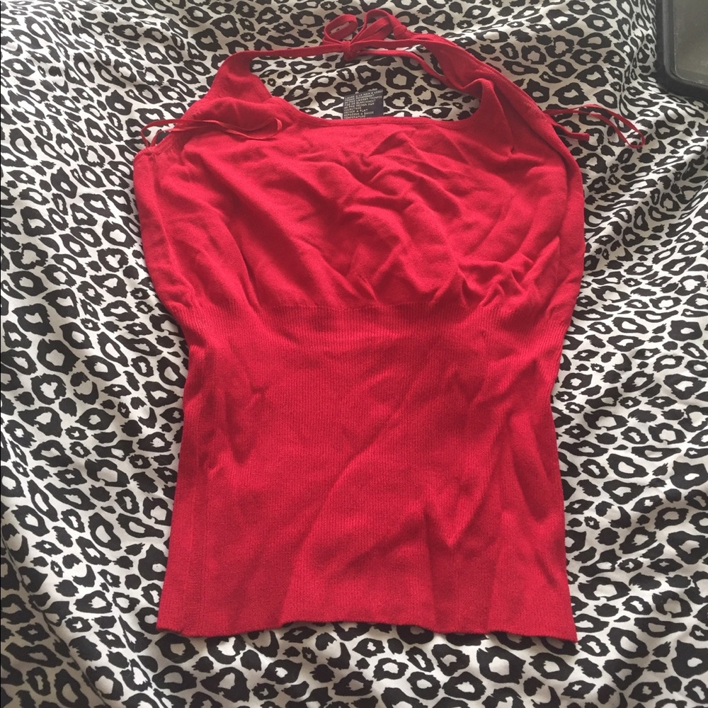 Never worn Cherry red tie around the neck halter