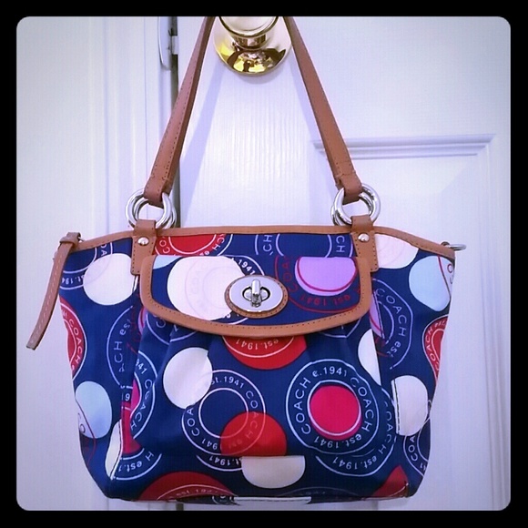 Coach Handbags - Coach Royal Blue Leah Multi Dot Mini Tote