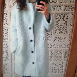 H&M cotton candy blue fuzzy coat
