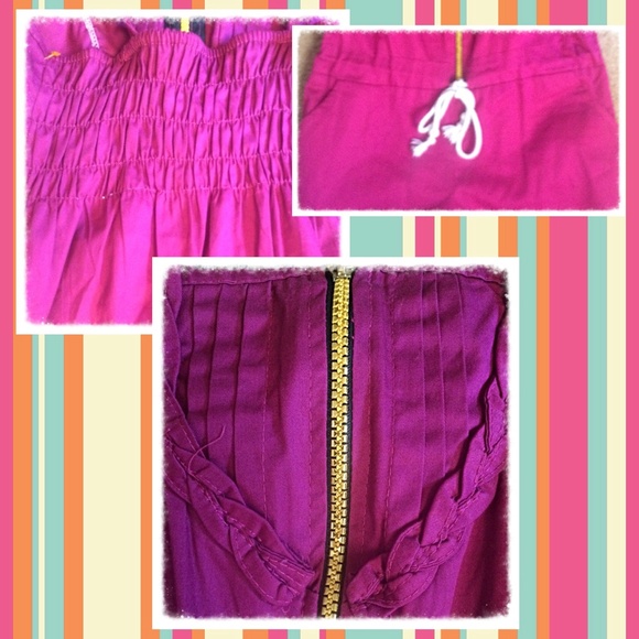 HOT Pink Shorts Jumper, Front Zip Drawstring Waist - Picture 3 of 3