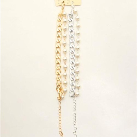 Gold chain bracelet with pearls - Picture 2 of 3
