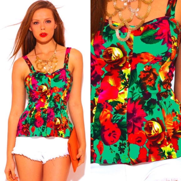 FLORAL PEPLUM TOP