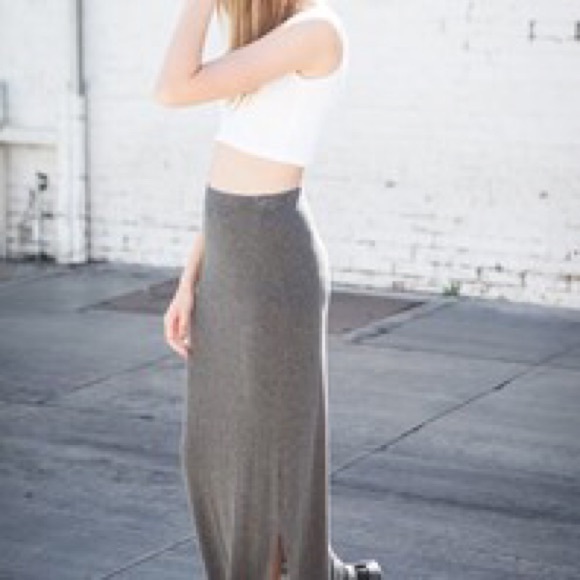 grey brandy Melville maxi slit skirt