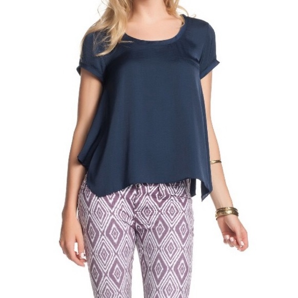 BCBGMaxAzria Tops - BCBG Maxazria Navy Silk Blouse