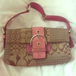 Coach Pink soho signature snakeskin