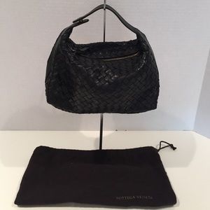Bottega Veneta black intrecciato leather handbag