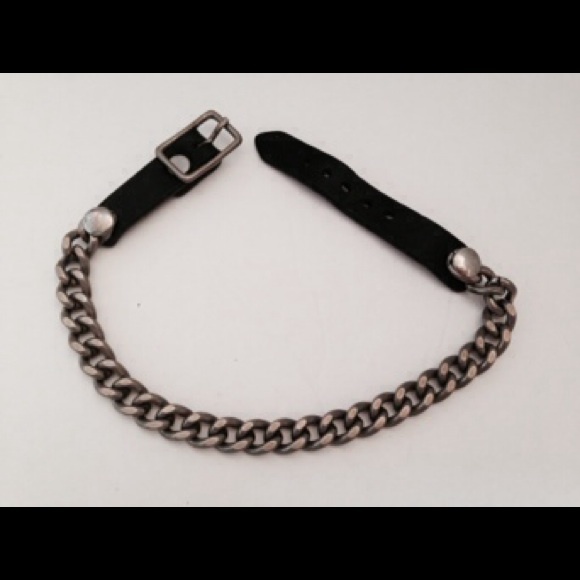 Vintage gothic punk collar chain black leather