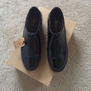 Black patent and leather shoes