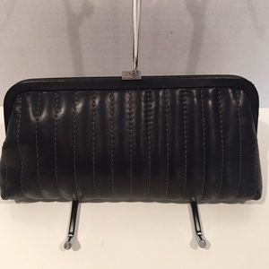 Chanel black mademoiselle lamb skin clutch