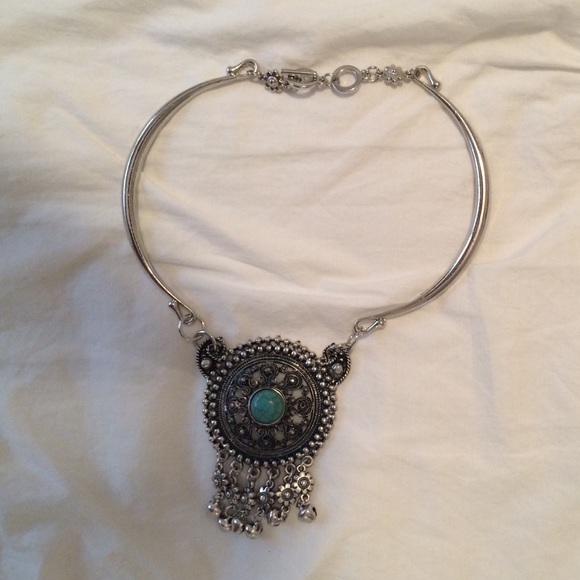 Tribal choker style necklace with center stone