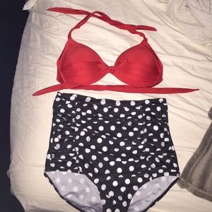 Retro high wasted swim suit