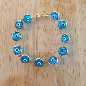 Small blue evil eye bracelet